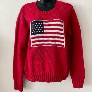 David Brooks Vintage American Flag Sweater Sz L